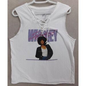 Whitney Houston Women's L Sleeveless Lace-up Graphic T-Shirt